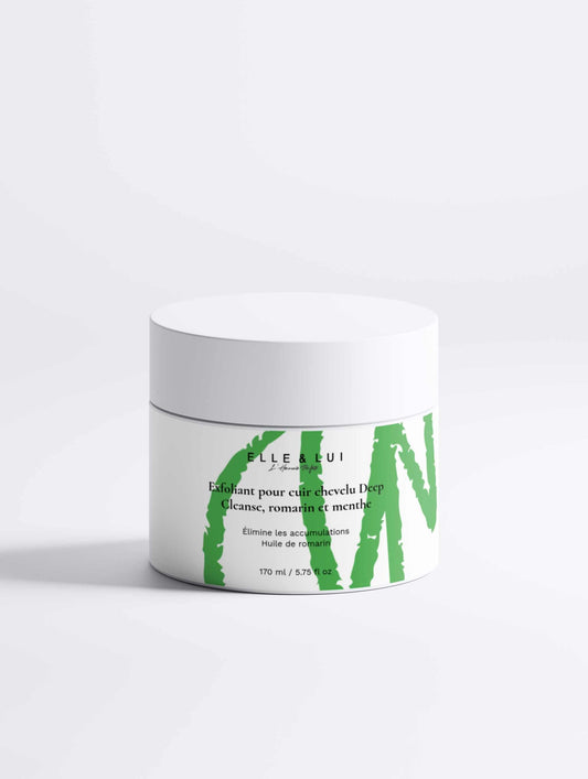 Exfoliant Deep Cleanse pour cuir chevelu au romarin et menthe, purification et revitalisation.