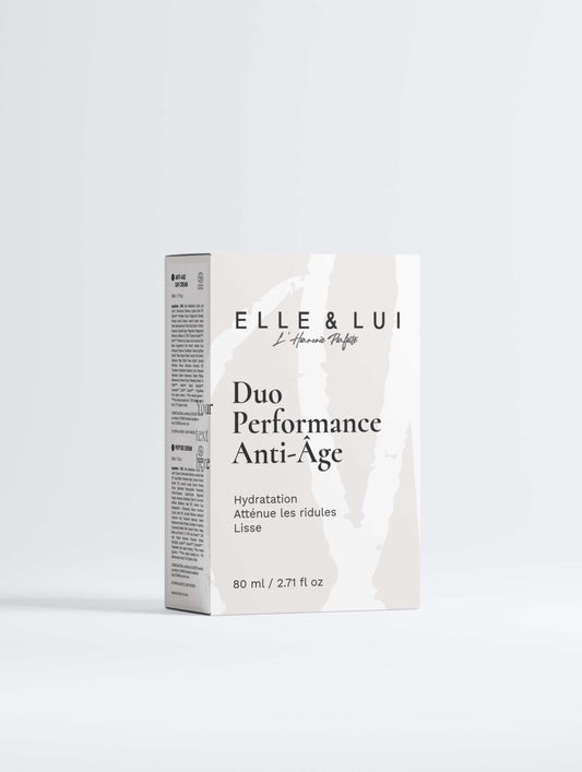 Emballage élégant Duo Performance Anti-Âge pour hydratation et lissage des rides